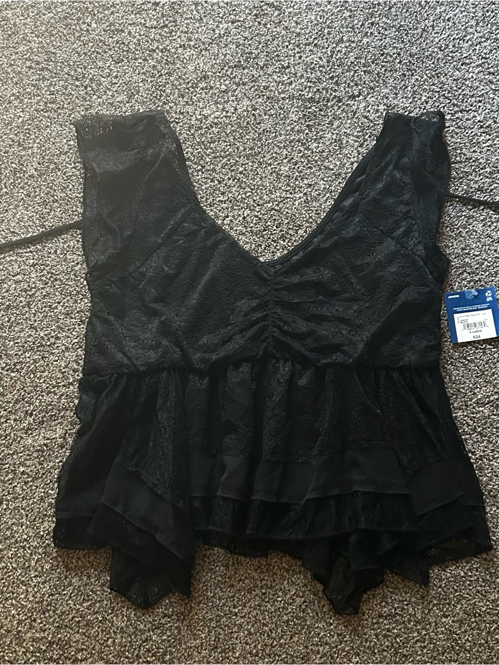 Arizona Jean Company Black Lace Ruffle V-Neck Tank